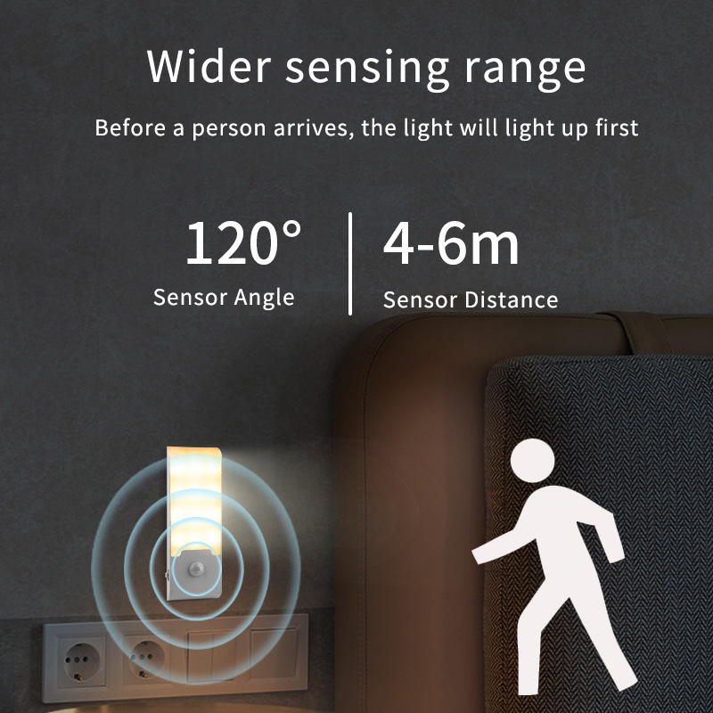 Sensore di movimento Luce notturna a LED Lampada da notte ricaricabile Comodino Armadietto da cucina portatile Luci notturne per camera da letto Scale Corridoio