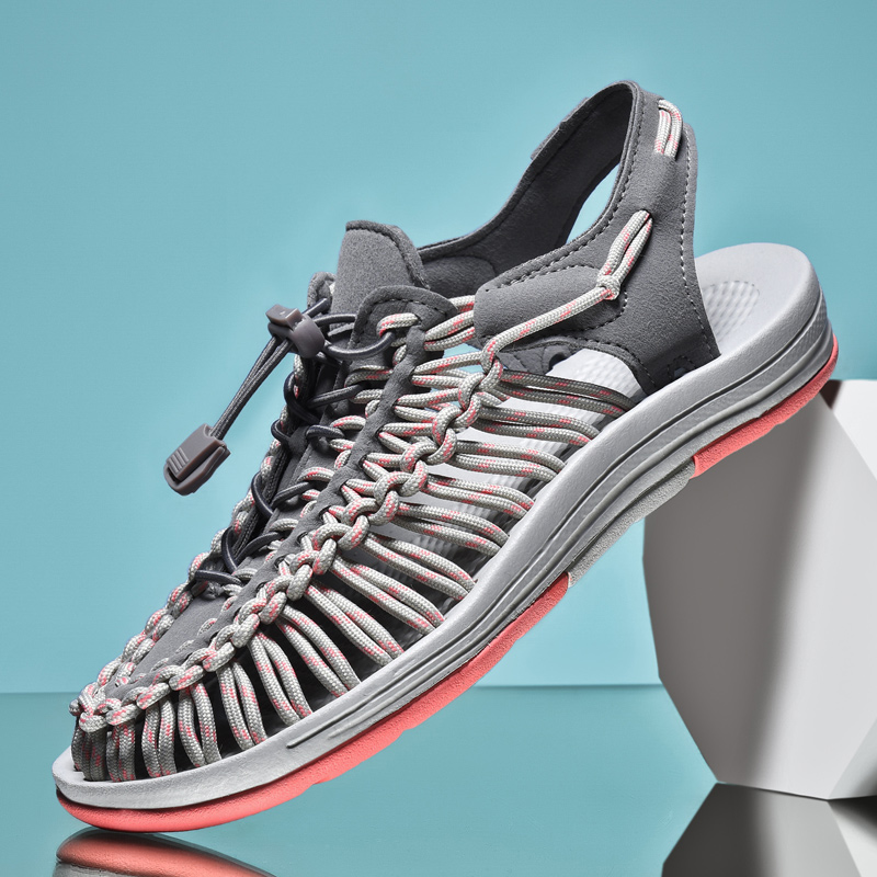 Sommer Männer Sandalen Frauen Hausschuhe Weben Design Strand Sandalen Atmungsaktive Casual Flache Sandalen Outdoor Paare Sandalen Größe 48