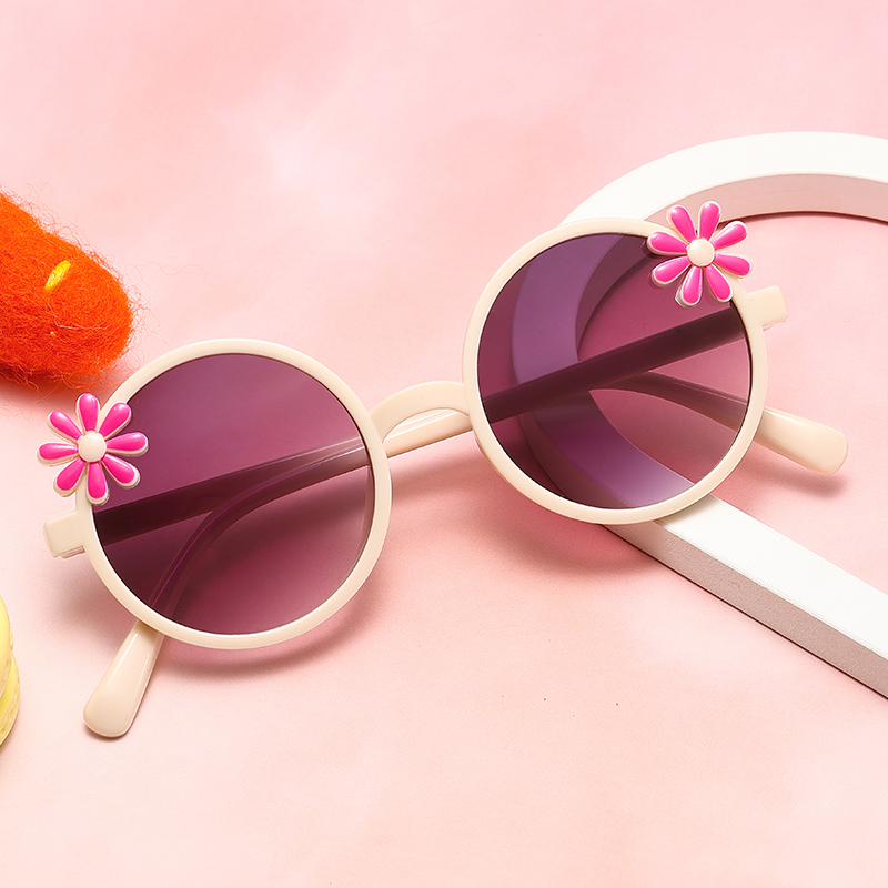 2024 เด็กใหม่แว่นตา Floret Anti-ultraviolet แฟชั่นแว่นตากันแดดเด็กกลางแจ้งแรเงาเดินทางกระจกเด็ก