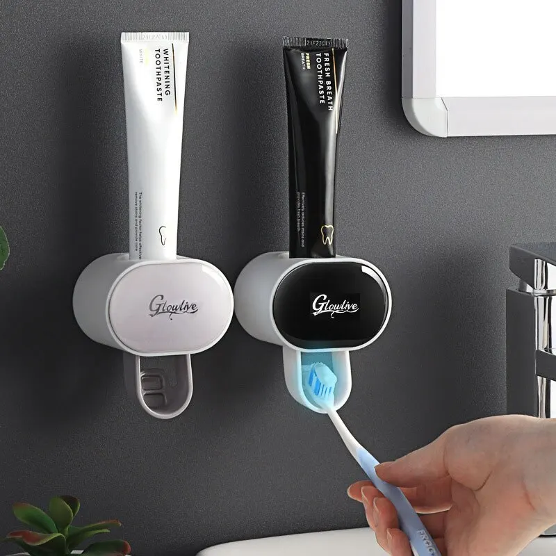 Spremi dentifricio automatico da parete da 1 pezzo e portaspazzolino - Accessorio da bagno comodo ed igienico