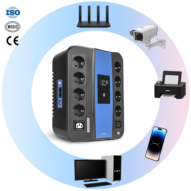 Multi Hole Customized Line Interactive UPS 650VA Single-phase Portable Backup Uninterruptible Power Supply Offline UPS