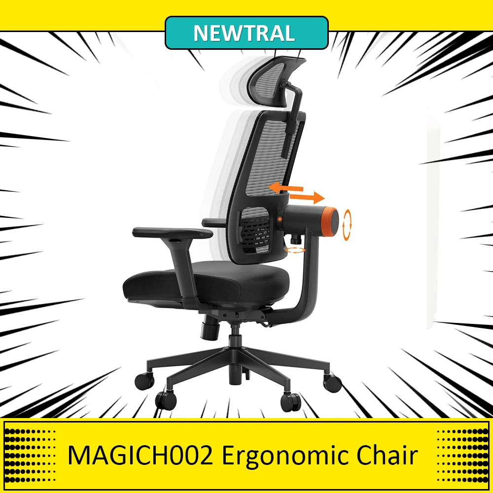 Krzesło ergonomiczne NEWTRAL MAGICH002, adaptacyjne wsparcie dolnej części pleców, regulowana głębokość siedziska, podłokietniki 4D z funkcją odchylania, 160-195 cm