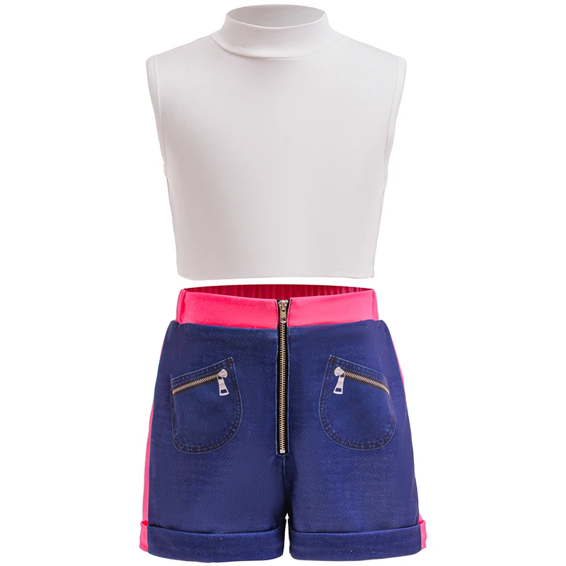 Chica K-pop Devil Hunter Pop Singer chaqueta disfraces de Rumi abrigo Top pantalones cortos collar con borlas peluca Rumi pelucas conjunto de Cosplay de Halloween