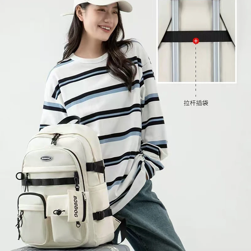 Un carico di multi-tasca per uomo e donna, universale, in nylon, di grande capacità, per il tempo libero, semplice, con inserto per zaino per computer con fibbia