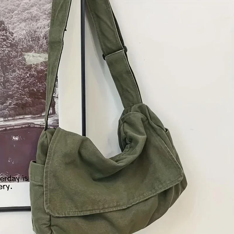 Bolsa mensageiro feminina vintage bolsa de lona adolescente bolsa de ombro bolsa casual bolsas crossbody