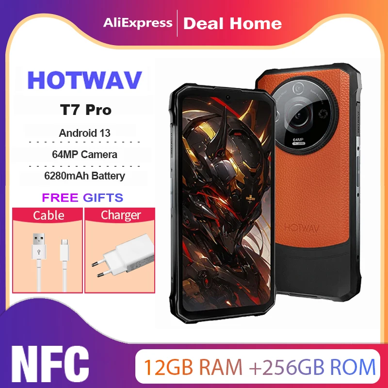 [Mundo premeire] smartphone robusto hotwav t7 pro 6.6 ''fhd + 2k 6280mah 12(6 + 6)gb 256gb celular 64mp android 13 celular