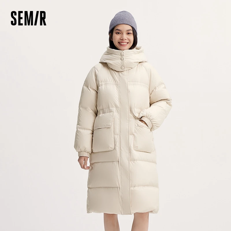Semir-Chaqueta de plumón para mujer, longitud larga, desmontable, con capucha, ropa de invierno texturizada, novedad de 2024