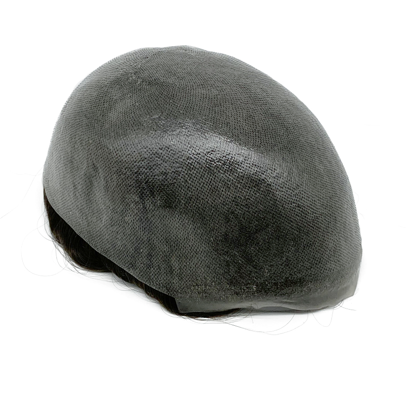 0.08mm d'épaisseur PU Poly Base Double noué toupet cheveux humains durée Durable longue durée de vie prothèse capillaire pour hommes