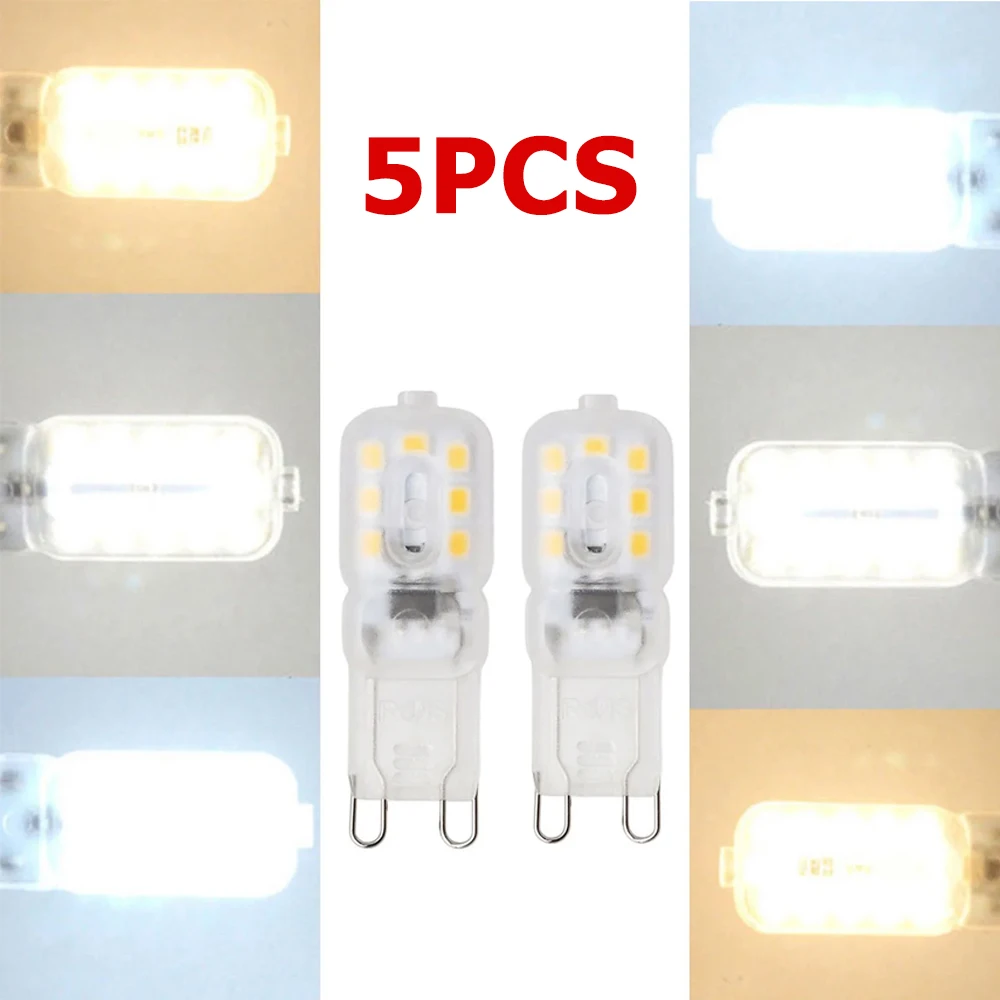 5 unids/lote G9 bombilla LED 3W 14LEDs lámpara de silicona regulable claro/blanco lechoso bombilla de luz reemplazar lámparas halógenas para el hogar 110/220V