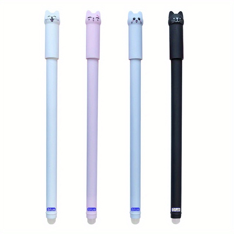 4/8/12pcs Creativo Gatto Penne Gel Cancellabili Set 0.5mm Manico Lavabile Magico Blu/Nero Inchiostro Cancellabile Ricariche Asta di Scrittura Stationer