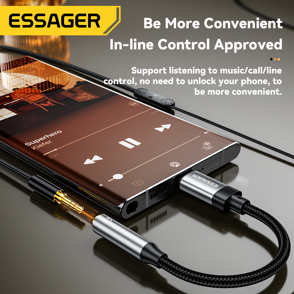 Essager Cable auxiliar tipo C a conector auxiliar de 3,5mm para iPhone 15 Samsung MacBook Lightning a adaptador de Audio para auriculares de 3,5mm para iPhone14 13