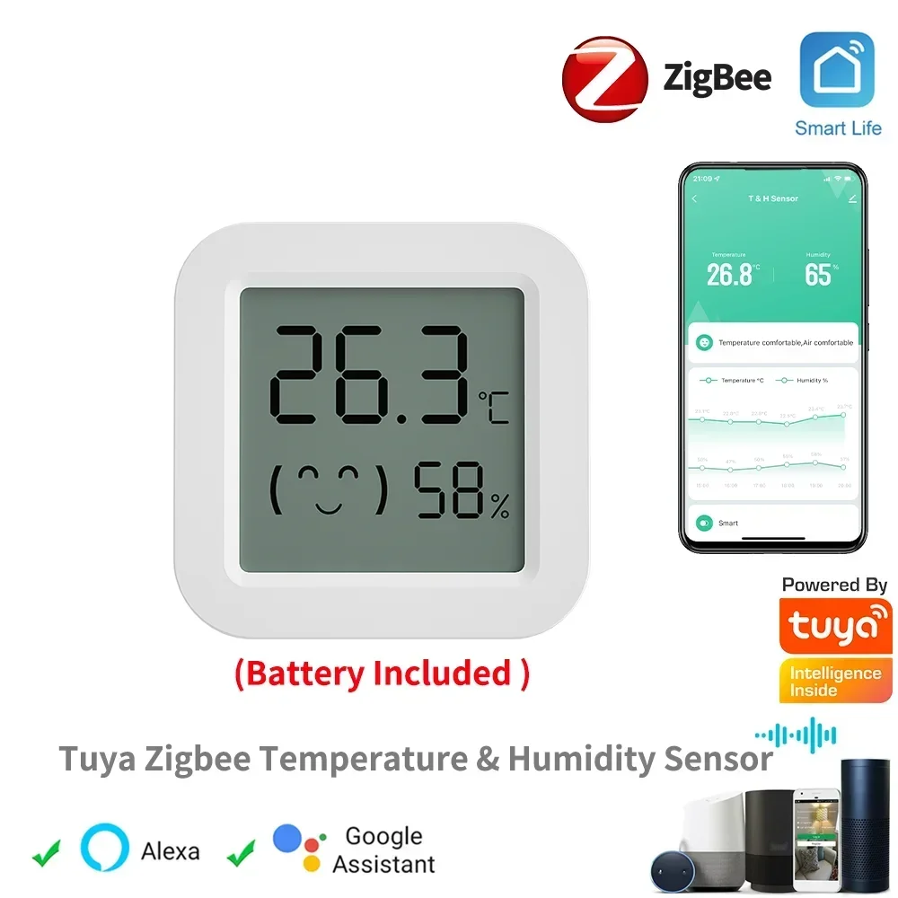 Tuya-Sensor de Temperatura e Umidade, Mini Display Digital LCD, Compatível com Bluetooth App, Controle Remoto, Termômetro, Higrômetro