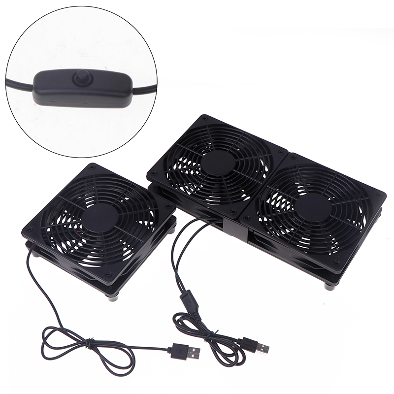 1 Set Hoge Luchtstroom Koelventilator Voor Router Modem Ontvanger 120 Mm DC12V Usb Aangedreven Pc Router Fans Met schakelaar Kabel