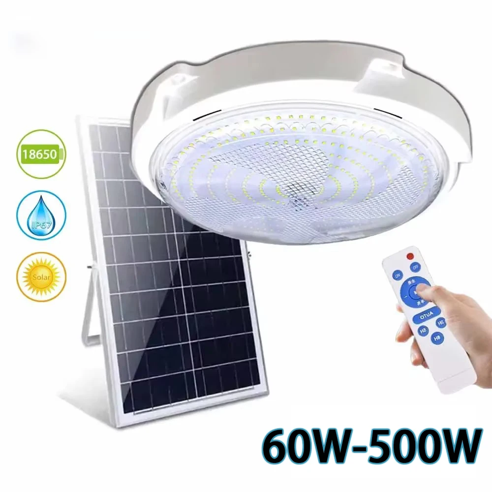 Luz LED de techo Solar de 60/500W, lámpara colgante de energía Solar para interiores y exteriores con línea de luz de pasillo para decoración de jardín
