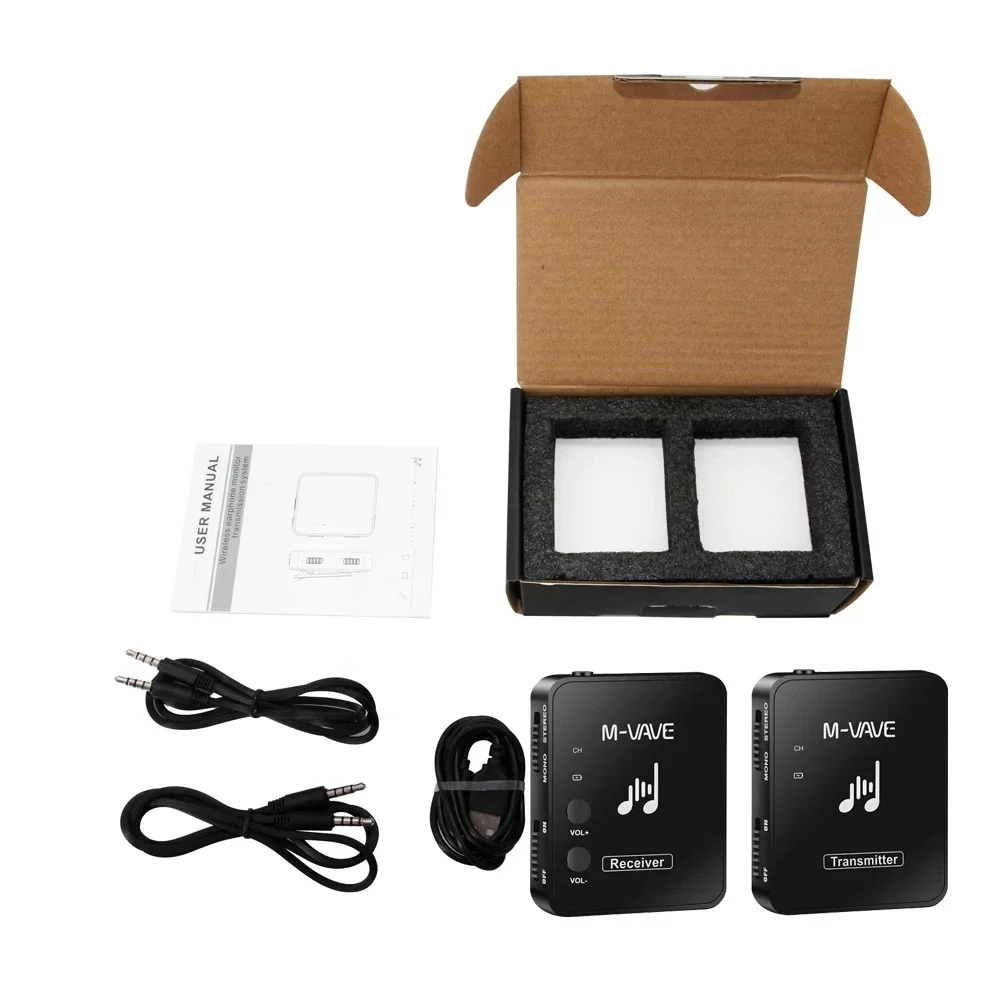 Venta al por mayor Original m-vave WP-10 2,4G auricular inalámbrico Monitor transmisor receptor recargable sistema M8 con botón de volumen