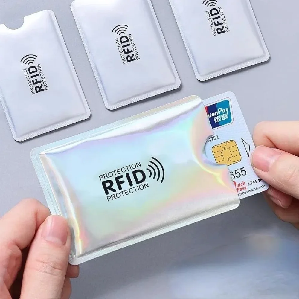 Fundas de bloqueo RFID de 10 Uds., funda segura de protección antirrobo de identidad para tarjetas de crédito, tarjeta de débito, funda de plástico transparente