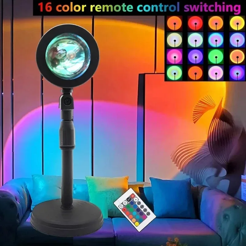 16-farbige Sonnenuntergangslampe, RGB-Stimmungsbeleuchtung, Bodenlicht, Nachtlicht, Fotobeleuchtung, Wohnzimmer, Sonnenuntergangprojektor, künstlerisches Foto