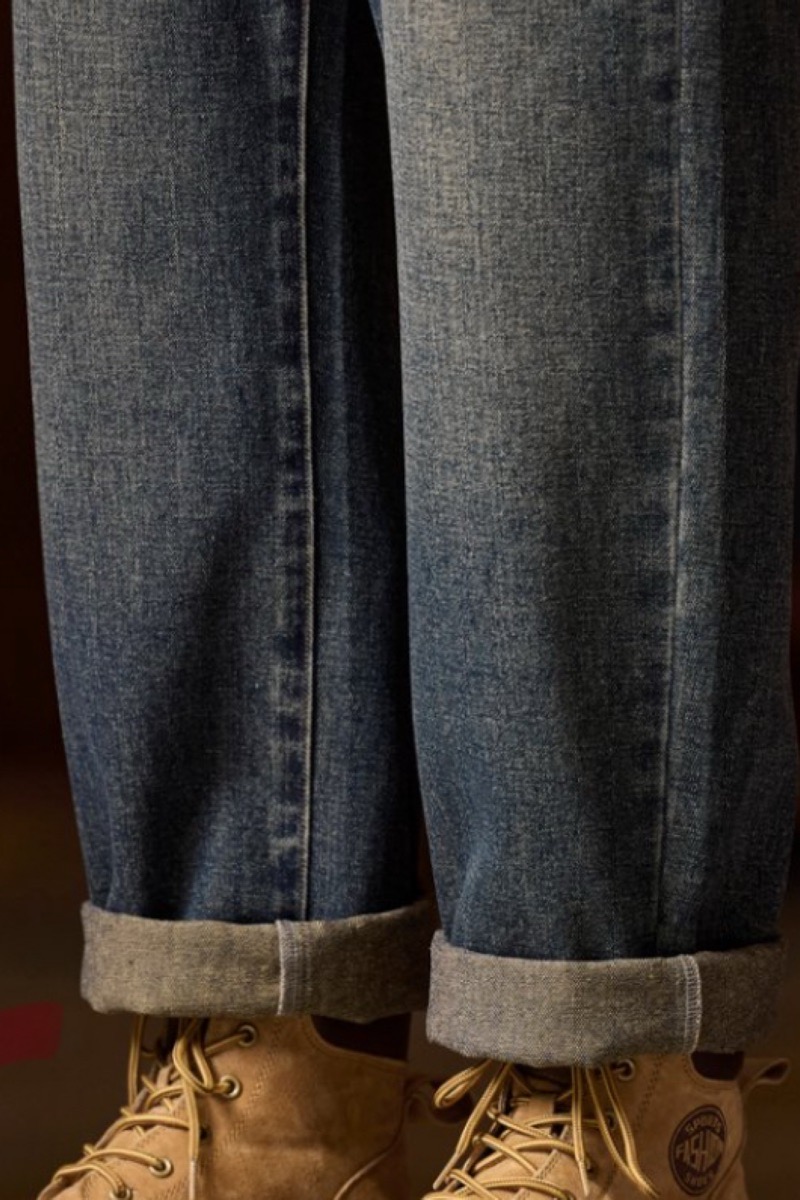 Vaqueros de cintura elástica para hombre Vaqueros azules de corte relajado con cintura elástica con cremallera y botón