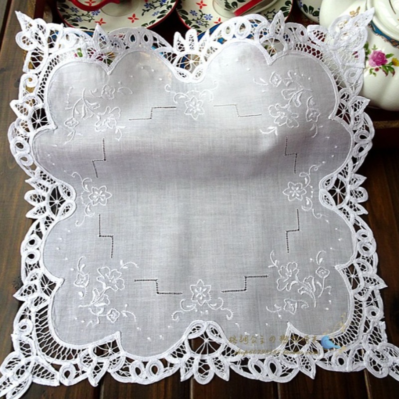 Британский винтажный шарф из чистого хлопка Chaoshan с ручной вышивкой, шарф с лентой и крышкой, квадратный носовой платок 36 см