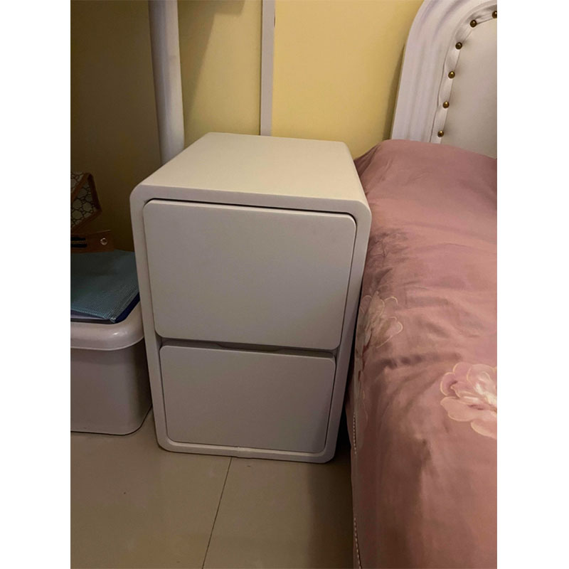 Solid Wood Bedside Table with 2 Drawers No-Leg Design Small Nightstand for Bedroom Minimalist Narrow Storage Cabinet