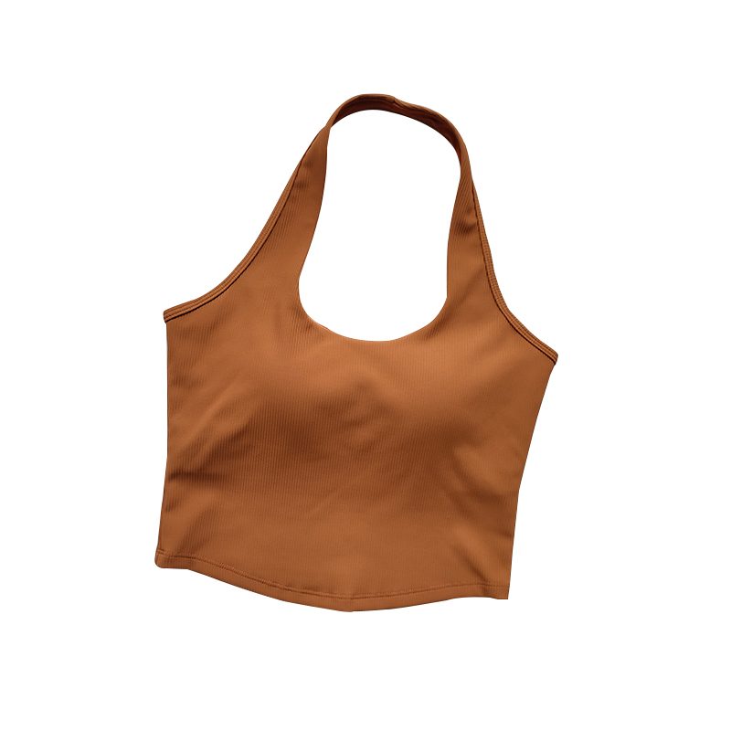 Copa de una pieza para mujer, novedad de verano 2023, Sujetador deportivo a prueba de golpes para correr, sujetador colgante con cuello en la espalda, camiseta sin mangas para Fitness
