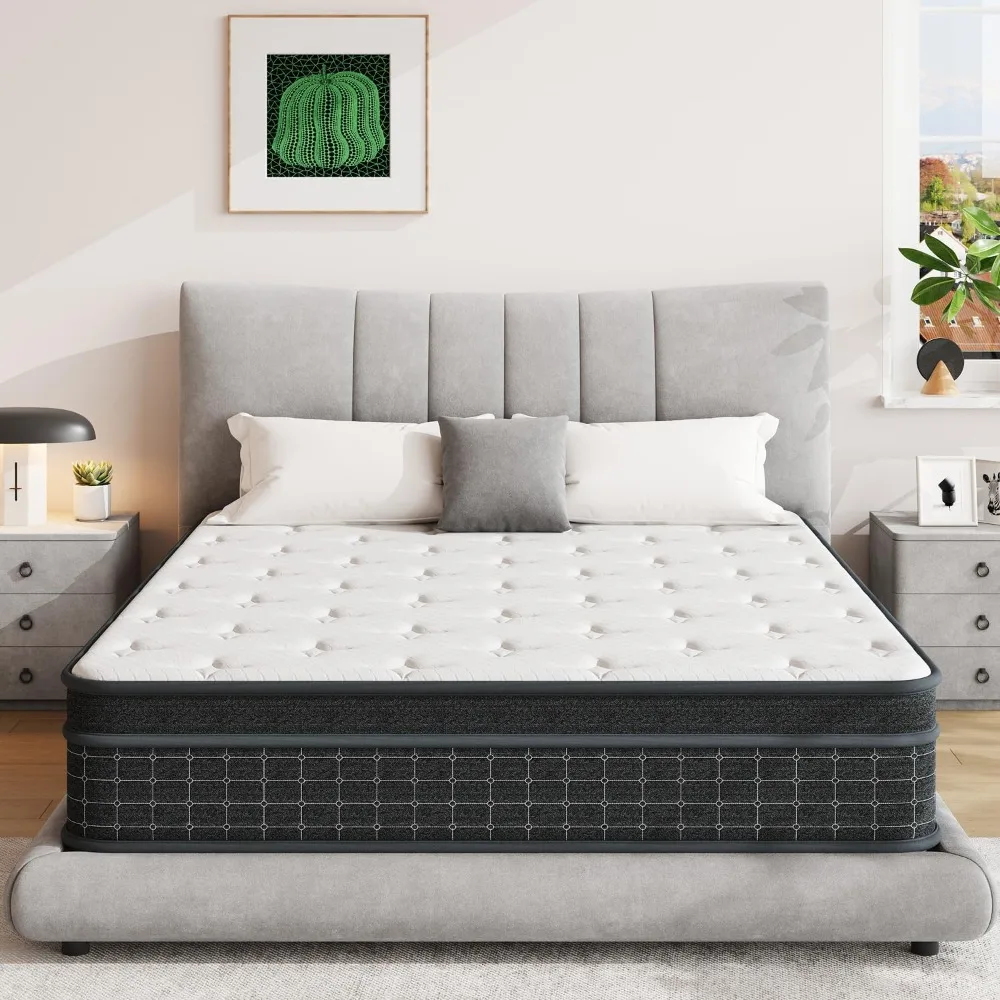 Mattress,12 Inch Mattresses in a Box, Individually Wrapped Pocket Coils for Isolate Motion,Pressure Relief,CertiPUR-US Certified