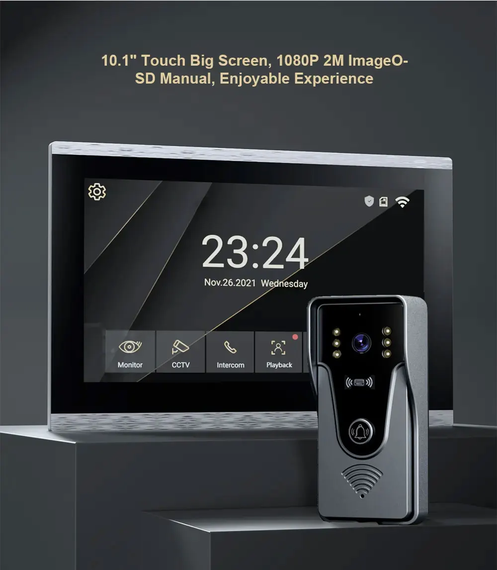 10 Zoll Farb-Touchscreen Tuya 1080P Wireless WiFi Video Türklingel Smart APP Home Intercom Kit für RFID Access Control System
