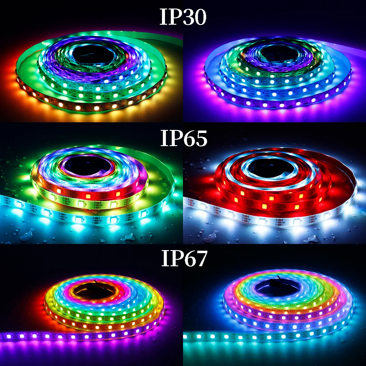 WS2812B Smart RGB Dây Đèn LED WS2812 Riêng Lẻ Addressable Đèn LED 30/60/144 Đèn LED Màu Đen/Trắng PCB chống Thấm Nước IP30/65/67 DC5V