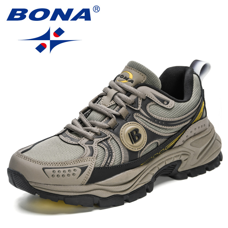 BONA nouveaux créateurs Action cuir maille chaussures de Jogging hommes respirant chaussures de course marche sport baskets athlétiques formateurs