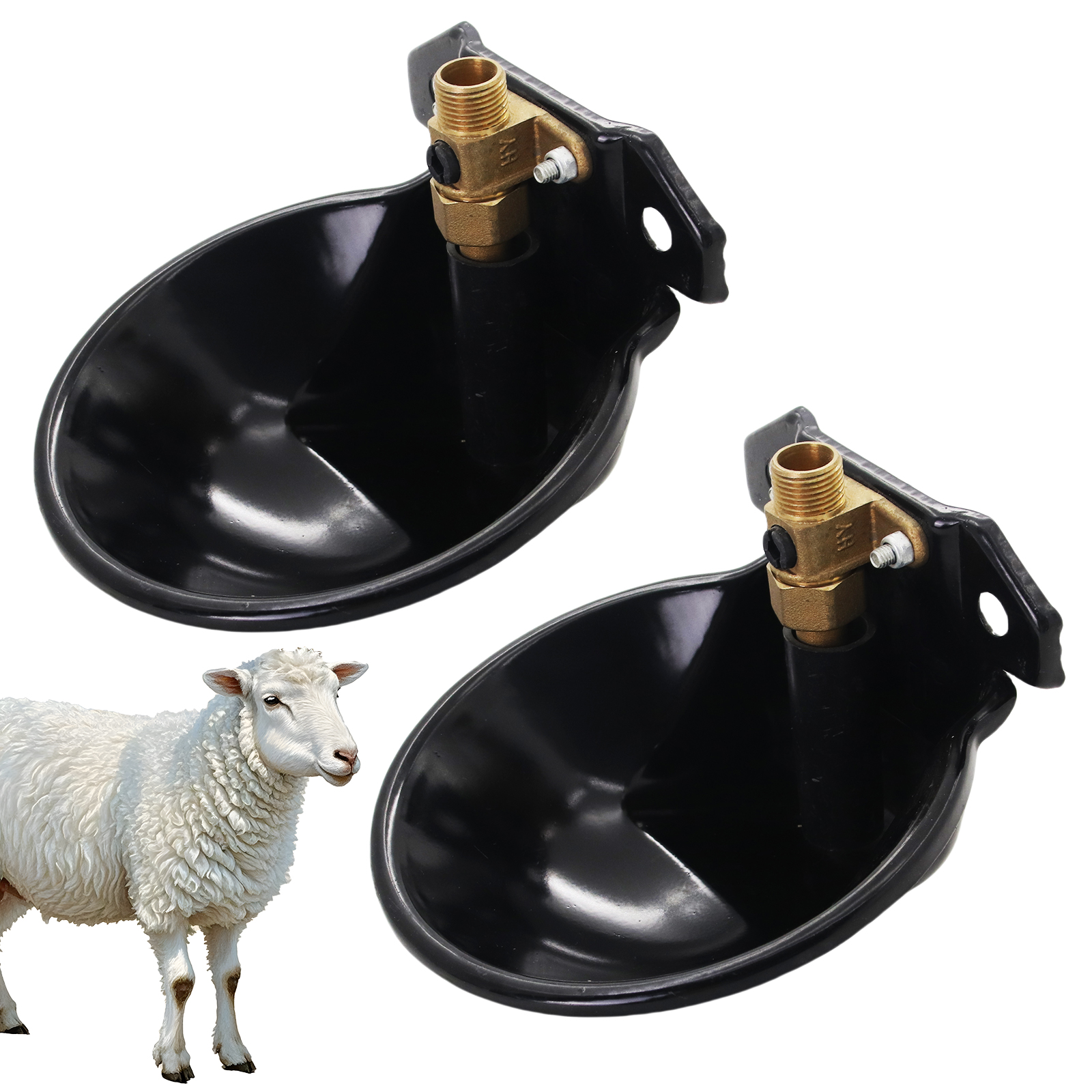Tigela de água automática para ovelhas, ferro fundido, bebedor de carne e cordeiro, tigela de água com válvula de cobre, tubo de 20mm, equipamento de alimentação agrícola