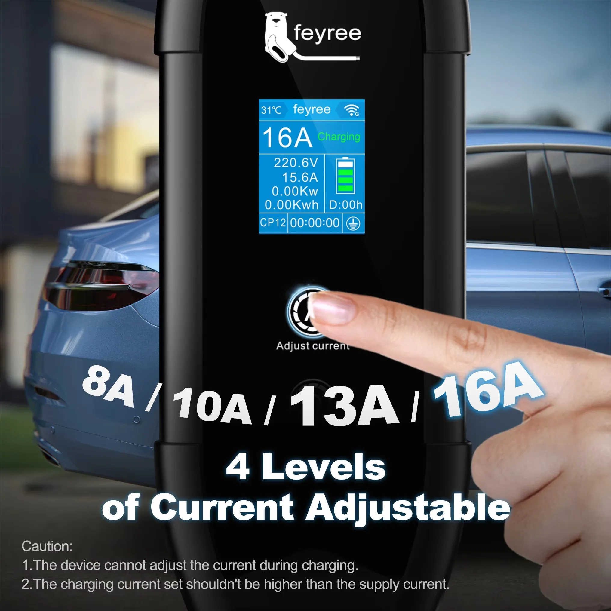 Feyree Typ2 EV-Ladegerät, WIFI-APP-Steuerung, 16 A, 3,5 kW, GBT, 5 m Kabel, Typ 1, tragbares Ladebox-Set, Lade- und DelayTime für EV-Autos