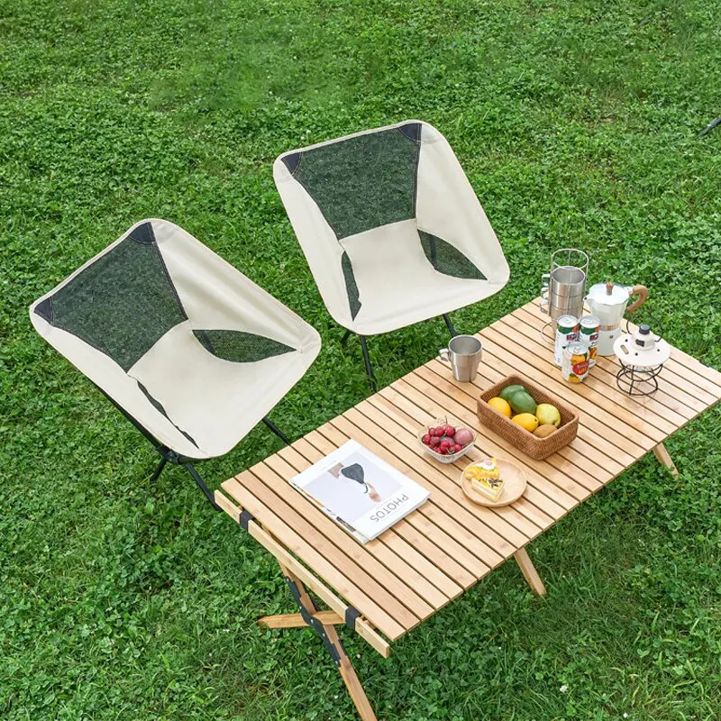 Outdoor Camping przenośne składane krzesło księżycowe Camping krzesło wędkarskie wypoczynek krzesło plażowe grube stalowe łożysko rurowe 100KG