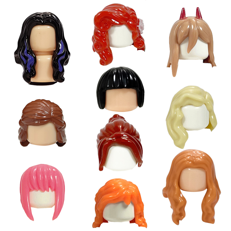 KT ミンビルディングブロック女の子の巻き毛アクセサリー Moc レンガセットフィギュア髪子供のおもちゃ