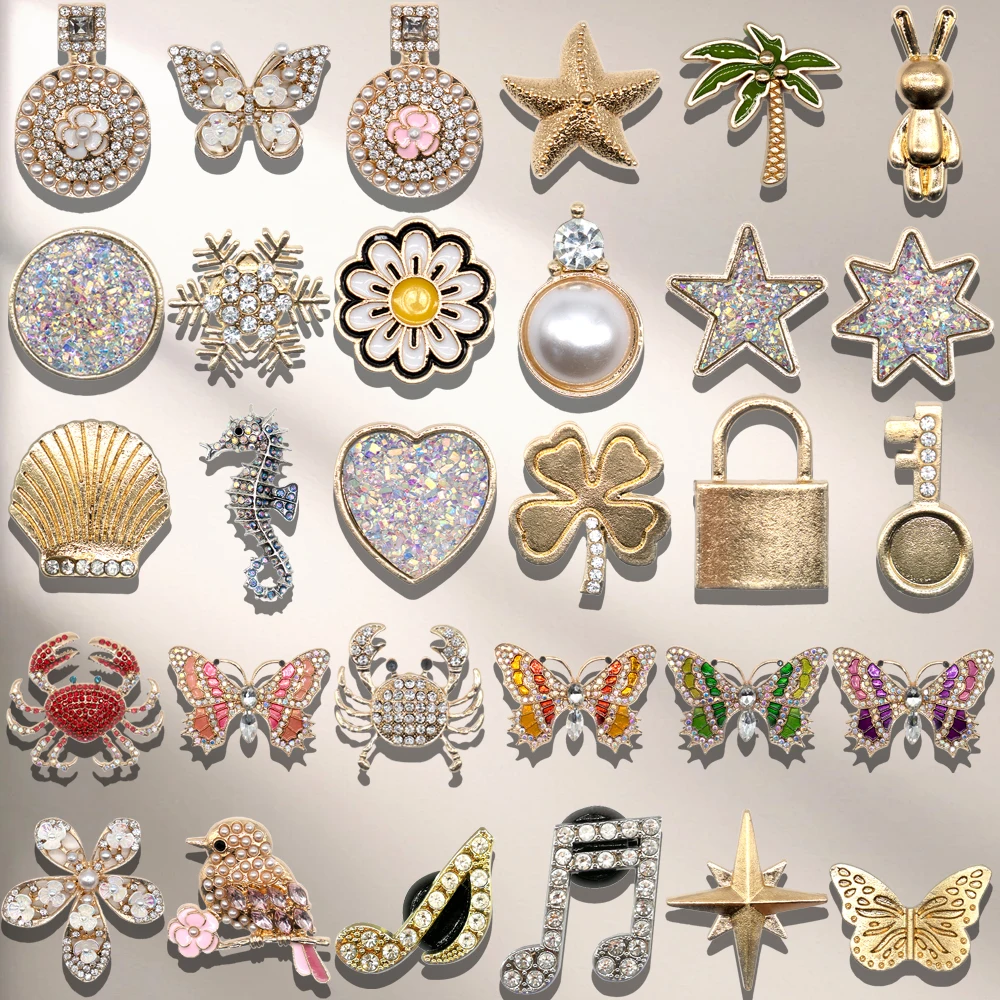 1 Uds. De dijes de Metal dorado para zapatos, alfileres de margaritas y mariposas de lujo de diseñador para mujeres y niñas, accesorios de decoración, hebillas de regalo