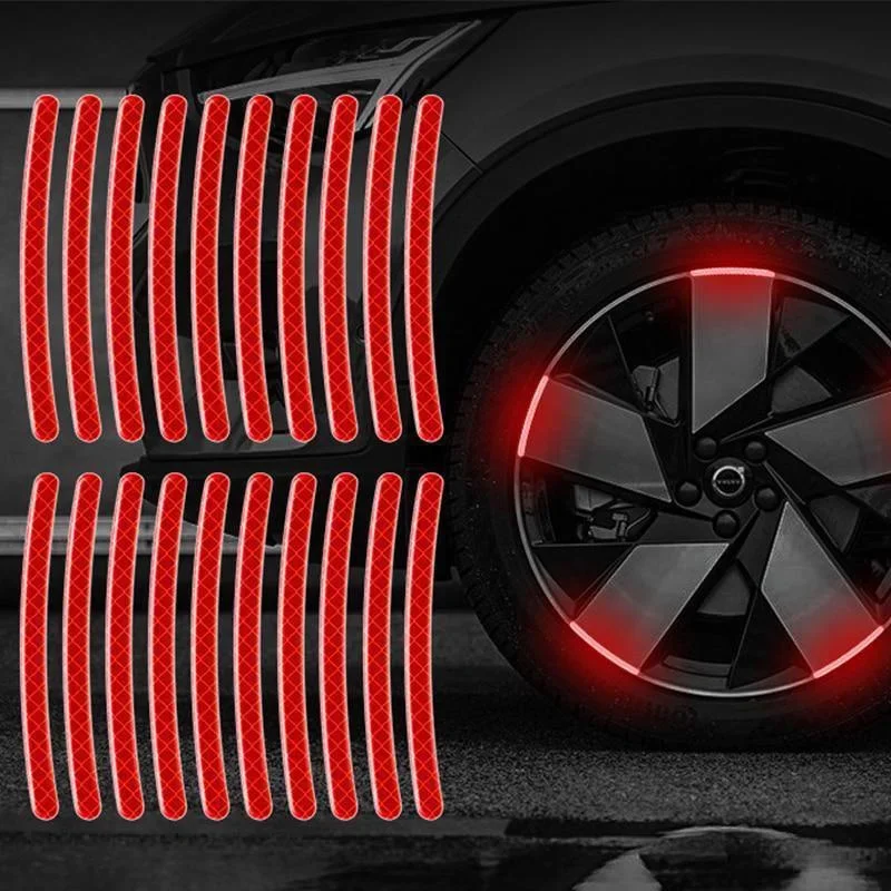 反射車ホイールタイヤ警告ステッカー、夜蛍光ペースト、創造的な個性装飾車ステッカー、20個
