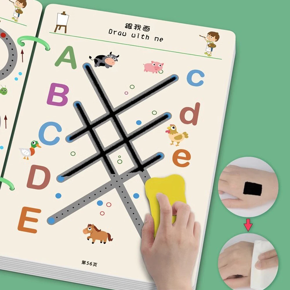 Montessori Drawing Book Reusable Magic Children Practice Copybook Control Training Book Magical Tracing Workbook