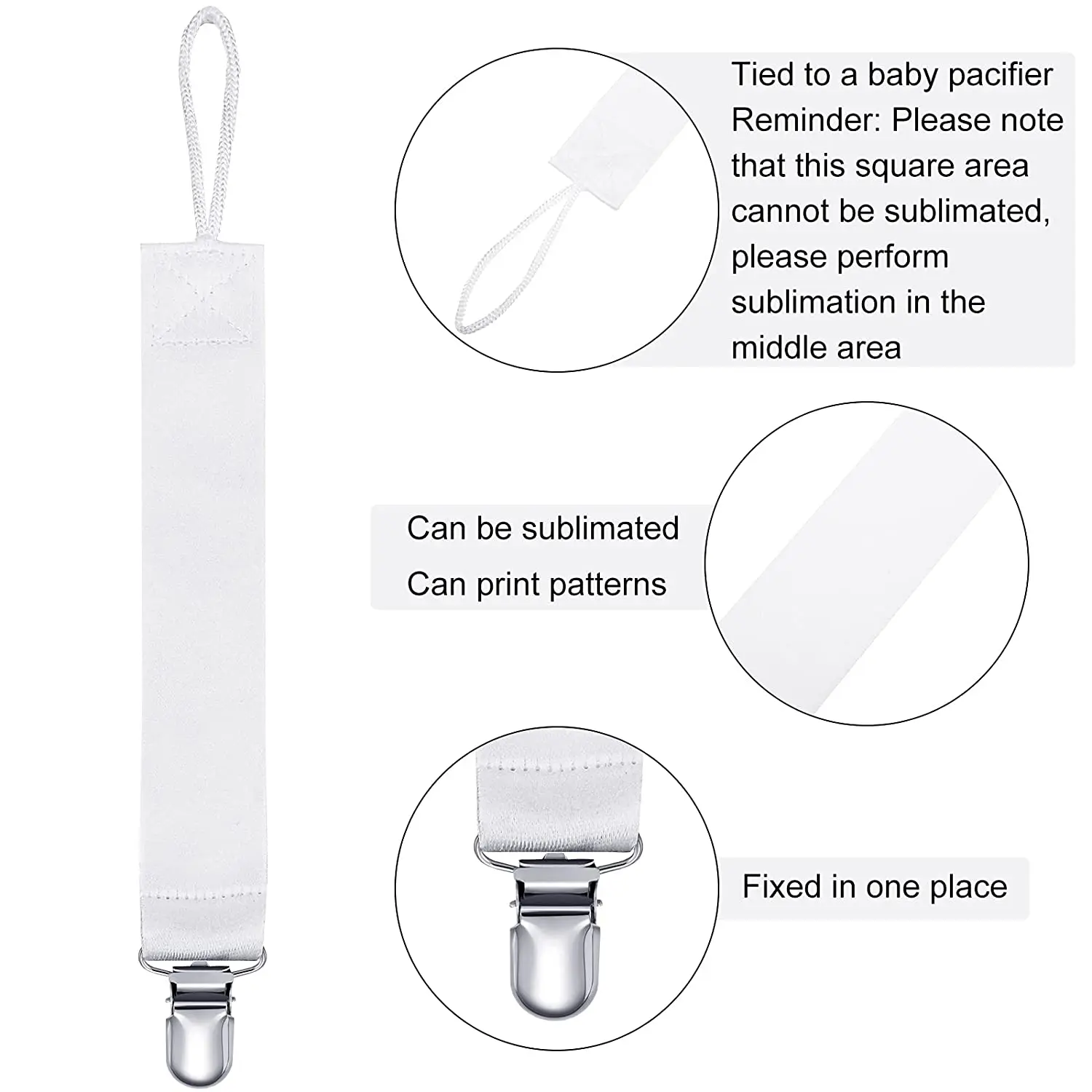 10 ชิ้น/ล็อตปลอดสารพิษ Texile คลิป Pacifiers ระเหิดช่องว่างพิมพ์ Baby Pacifier คลิปสําหรับชายหญิงเหมาะกับเด็ก Teething ของเล่น