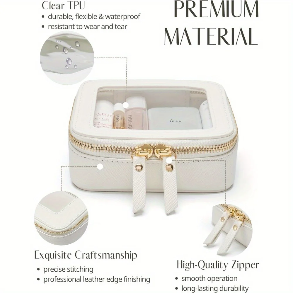 Small Cosmetic Bag for Purse Mini Makeup for Cute Clear Pouch Travel Organizer Case for Toiletry Waterproof Square Pouch Zipper