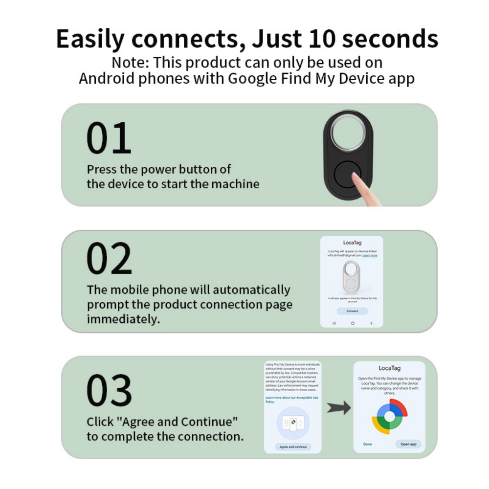 GPS-трекер для телефонов Samsung Android Google Find My Device Bluetooth-локатор Finder Глобальное позиционирование Анти-потерянная смарт-тег