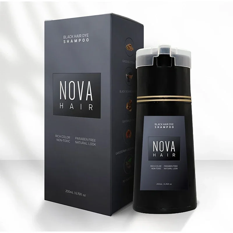 Nova Haarverven 3-in-1 Haarverzorging Shampoo Natuurlijk Snel Wit Haar Geverfd Zwart Haarverf Blijvend Gemak Mannen Vrouwen Haarverzorging