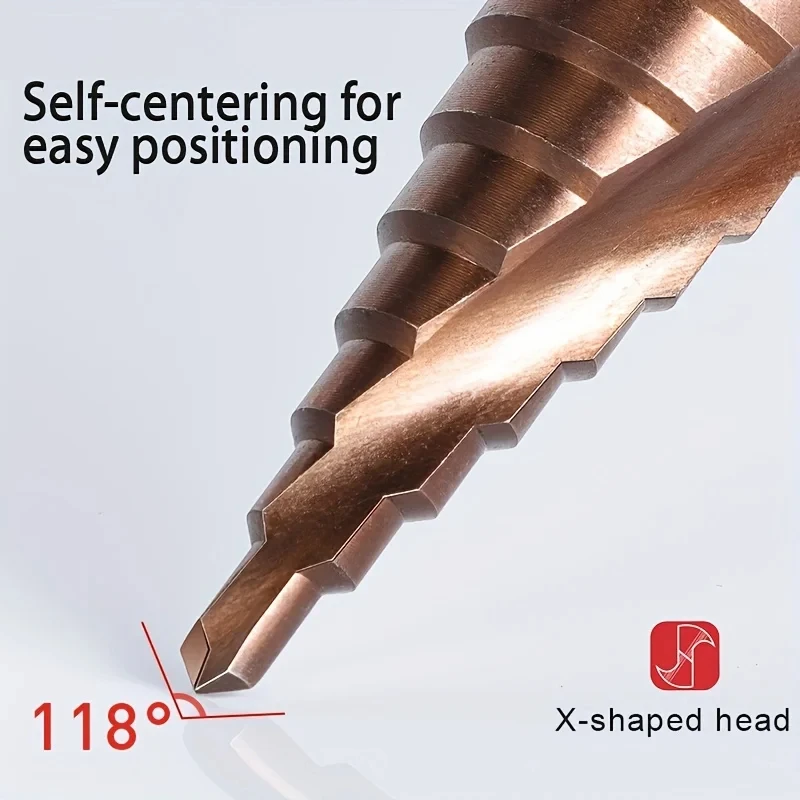 Rafford 4-12/4-20/4-32mm M35 Cobalt Step Drill Bit Tapered HSS-CO HSS Drill Bit Spiral Groove Triangle Shank For Stainless Steel