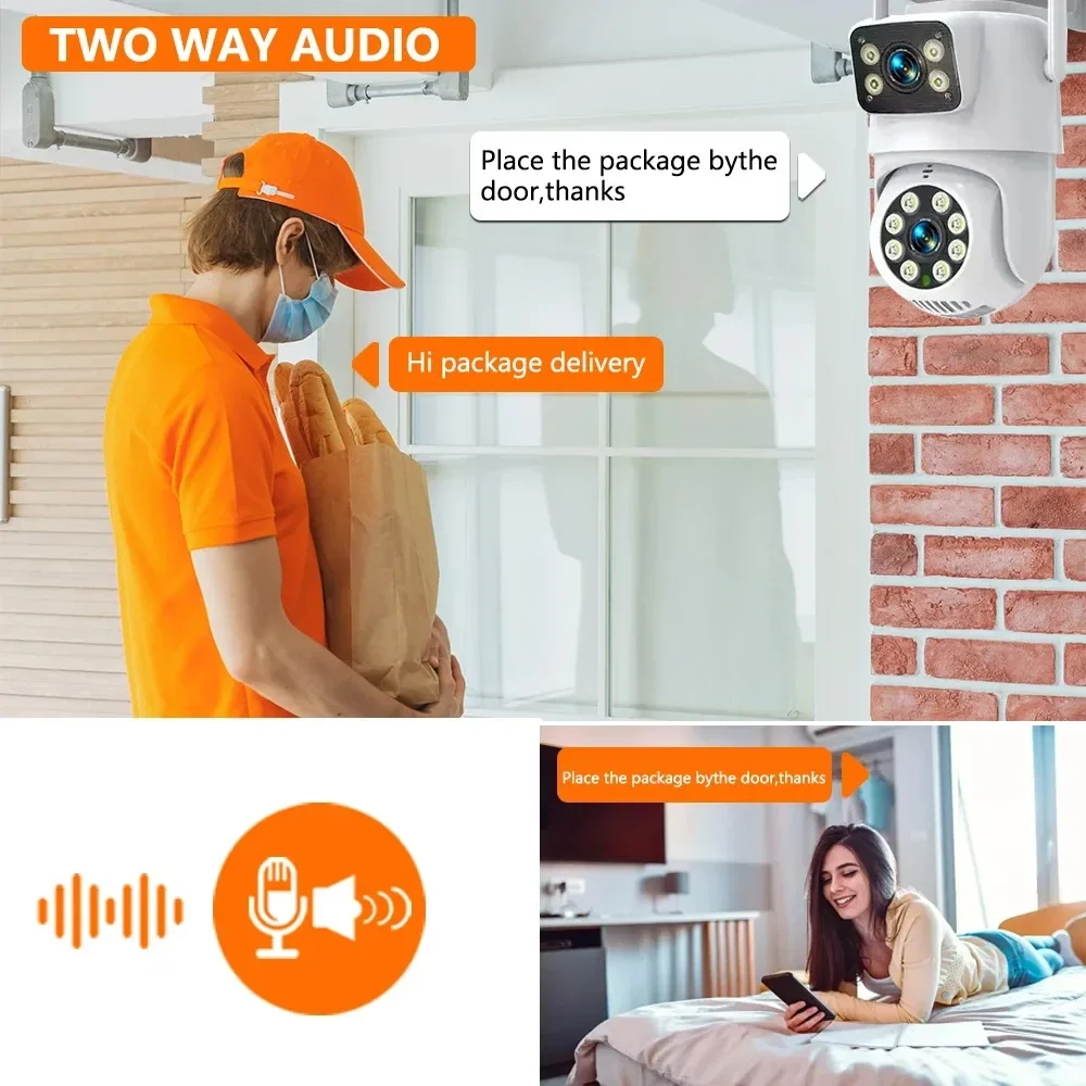 Tuya Outdoor Wireless Security IP Camera 4K 8MP HD Dual Lens External Wifi PTZ Camera Auto Tracking Street Surveillance Camera