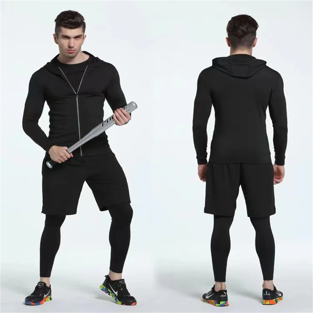 Traje deportivo para hombre, conjunto de ropa deportiva de compresión para gimnasio, correr, trotar, ropa deportiva, ejercicio, Rashguard, chándal MMA para hombre