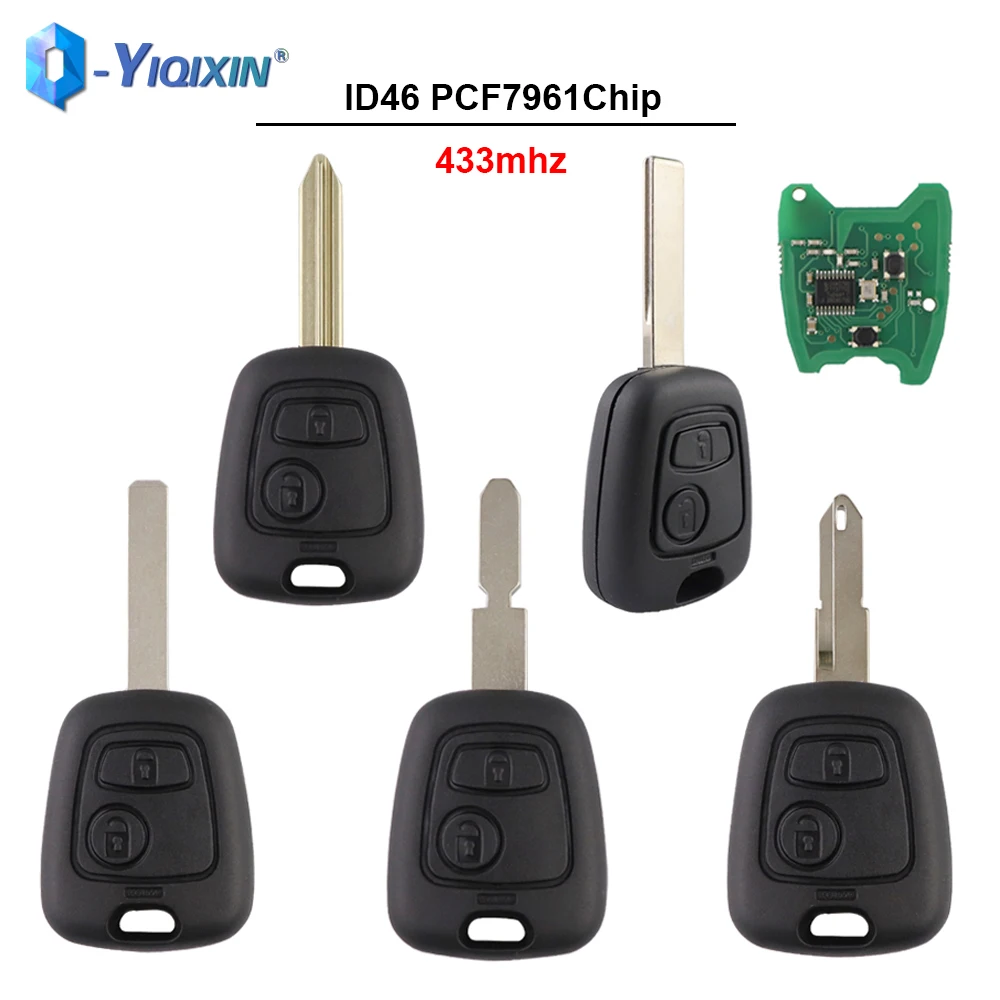 Llave de coche remota con Chip ID46 para Citroen C1, C2, C3, C4, Saxo, Xsara, Picasso, Peugeot 106, 107, 307, 206, 207, 306, 406, 407, Partner, 433MHz
