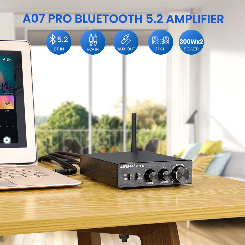 AIYIMA A07 PRO Bluetooth 증폭기 오디오 APTX HD TPA3255 Hifi 스테레오 전력 증폭기 300Wx2 사운드 스피커 Amplificador Home Amp