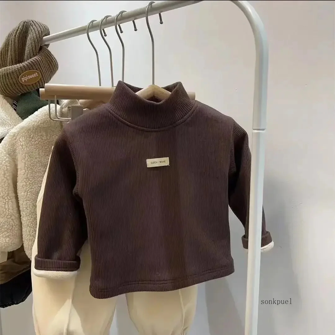 厚手の子供用ぬいぐるみTシャツ,暖かい底のベビー服,秋冬