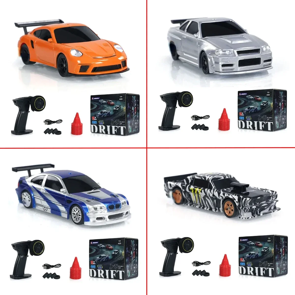 2.4g rc drift carro 1/43 4wd carro de controle remoto alta velocidade tração nas quatro rodas rádio controlado mini carro de corrida modelo meninos brinquedos presentes