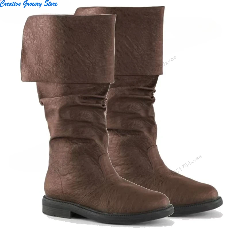 Bottes en cuir médiévales pour hommes adultes, chaussures Renaissance demi-Haddock, nouvelle collection 2025