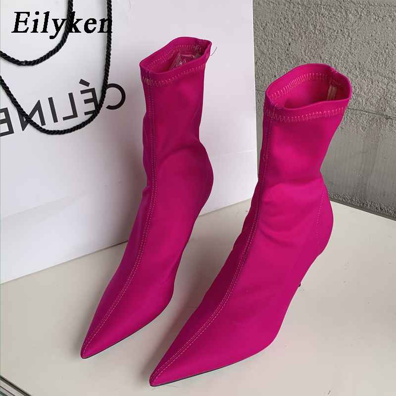 Eilyken 2023 Mùa Xuân Mới Thu Giãn Vải Nữ Mắt Cá Chân Giày Gợi Cảm Chỉ Giày Cao Gót Thời Trang Nữ Tất Bơm Giày