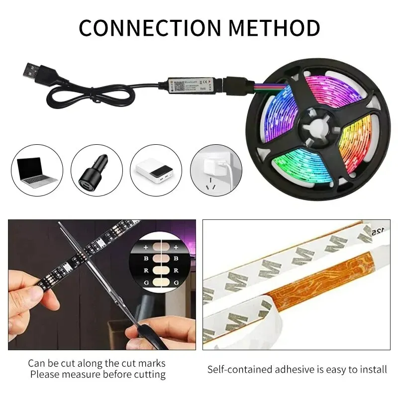 3M 2835RGB Background Atmosphere Colorful Lighting Strips Color 5v Light TV Bedside Bar Atmosphere Light Led Tape